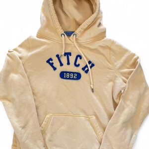 Y2K Abercrombie & Fitch Women's Yellow Zip Up Hoodie Size Large Preppy Cotton